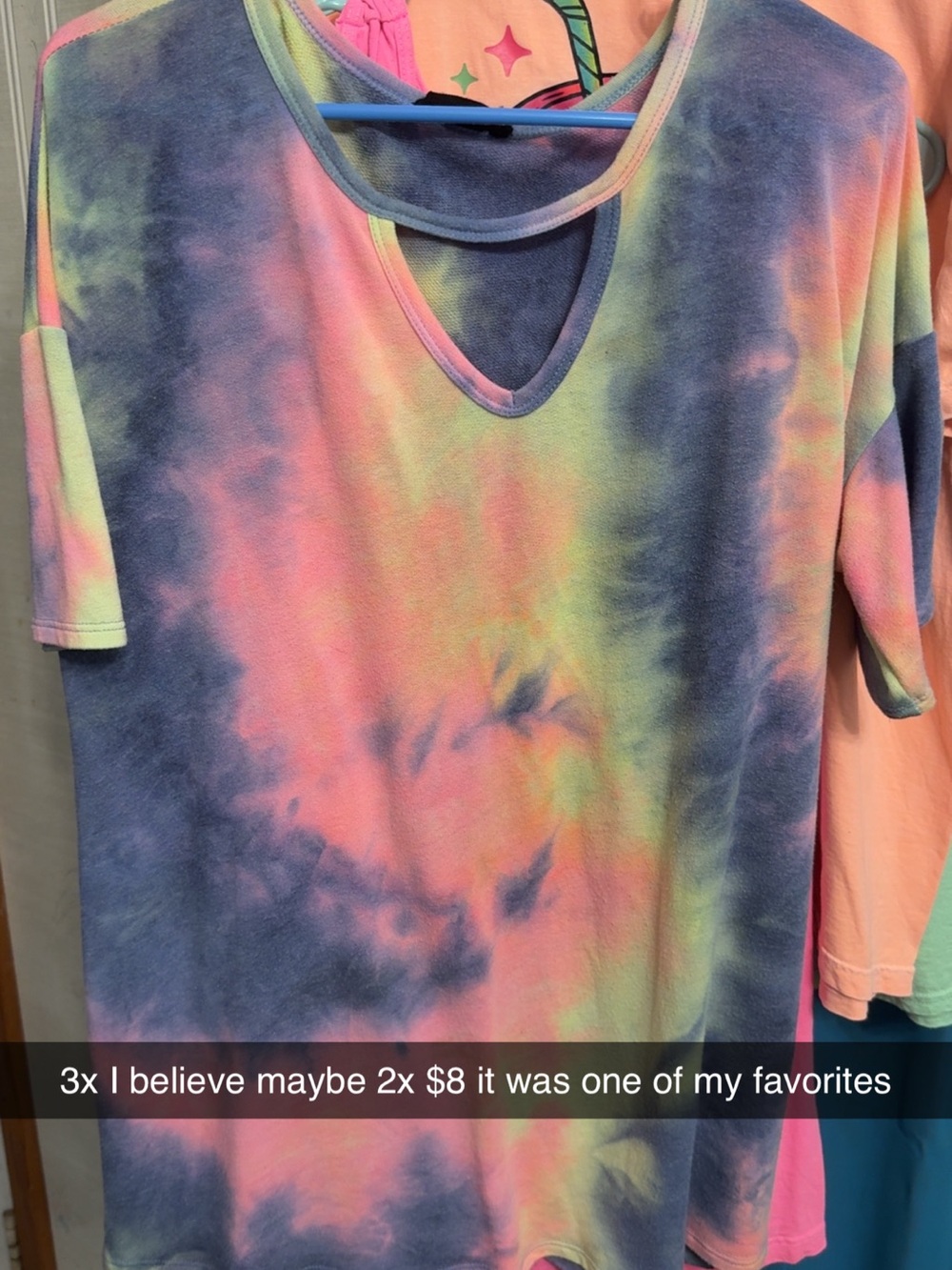 Women’s Tie-Dye V-Neck Short Sleeve Top - Pink, Blue, Yellow